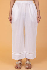 White Schiffli Border Trousers