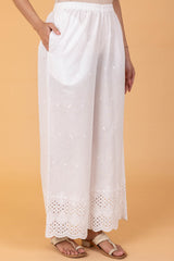 White Schiffli Trouser