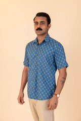 Lattice Floral Half Sleeve Shirt