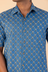 Lattice Floral Half Sleeve Shirt