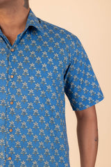Lattice Floral Half Sleeve Shirt