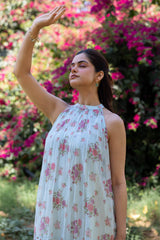 Pink Peonies Chiffon Dress