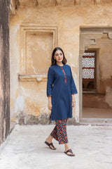 Midnight Blue Short Kurta