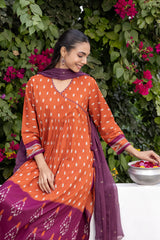 Vintage Orange Angarkha Style Kurta