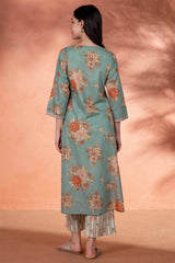 Teal Green Floral Kurta