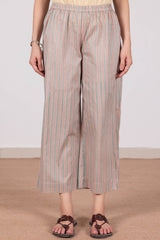 Teal And Peach Striped Trousers