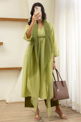 Lime Green Pleated Kurta