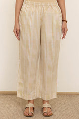 Beige Striped Cambric Trousers