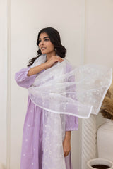 Pleated Lilac Handloom Kurta