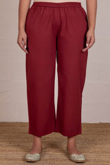 Maroon Cotton Trousers