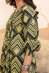 Green Grid Kurta