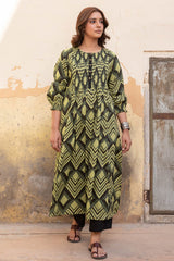 Green Grid Kurta
