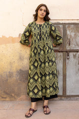 Green Grid Kurta
