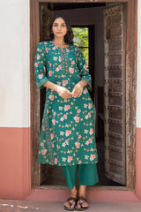 Teal Orchard Kurta