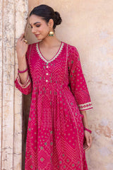 Gulnaar Bandhej Kurta