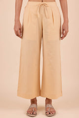 Cream Cambric Flare Trousers