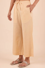 Cream Cambric Flare Trousers