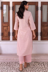 Peach Dobby Kurta