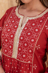 Surkh Bandhej Kurta