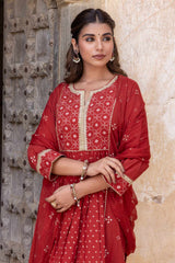 Surkh Bandhej Kurta