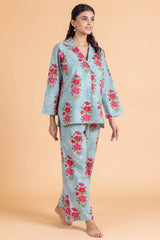 Blue Floral Pajama Set