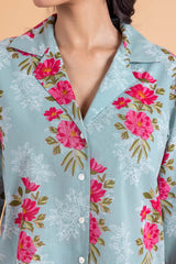 Blue Floral Pajama Set