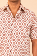 Off White Cotton Printed Shirt