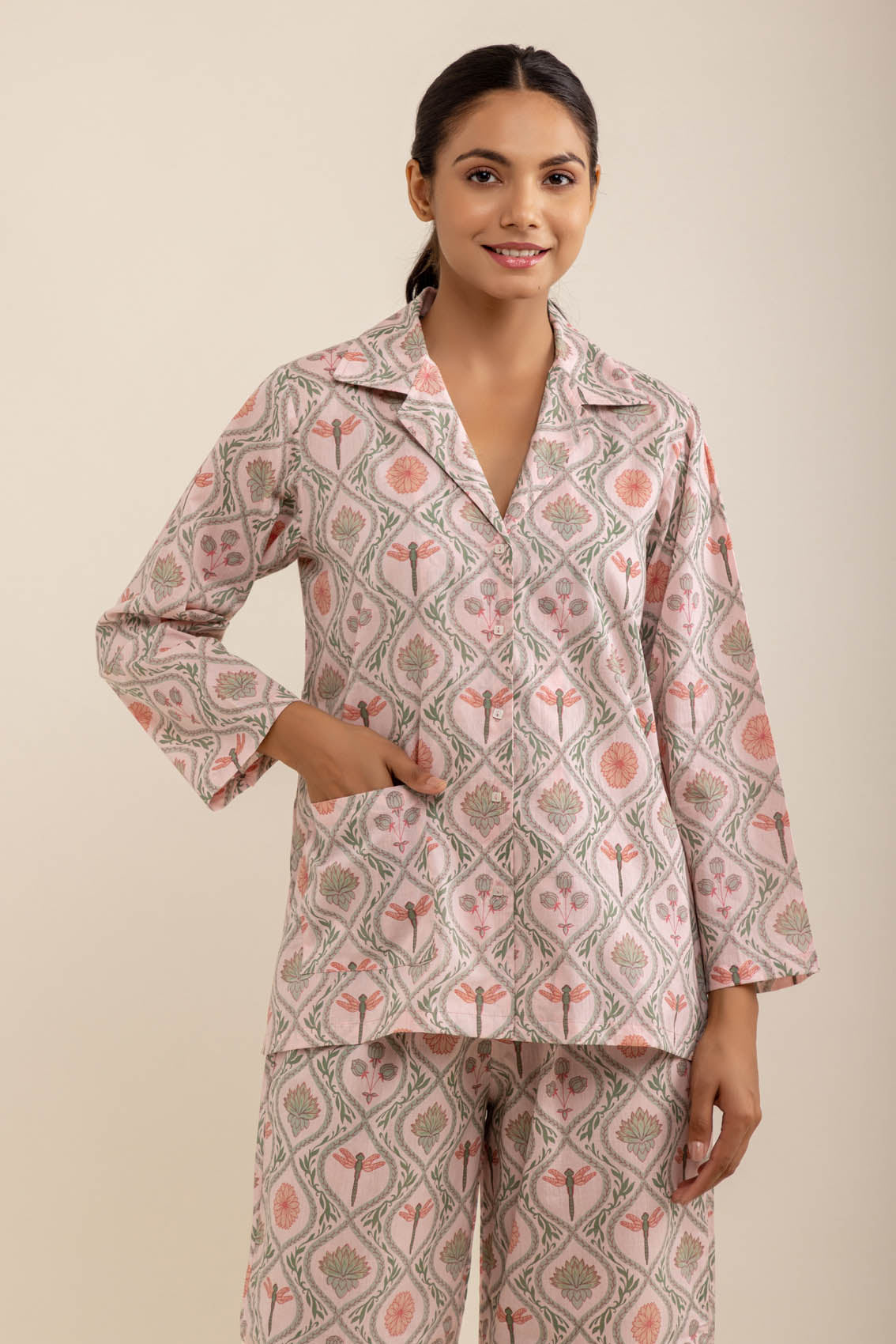 Dragonfly Pajama Set Cottons Jaipur