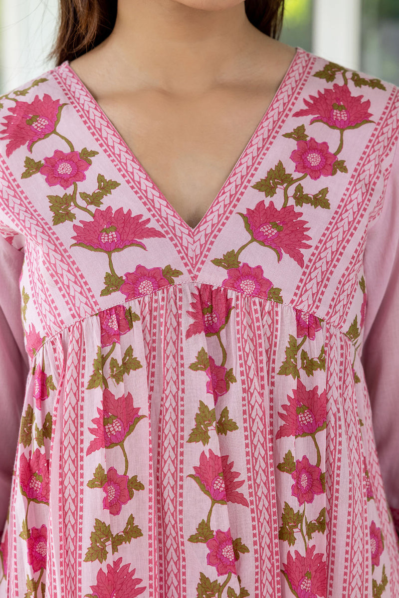 Persian Pink Panel Kurta