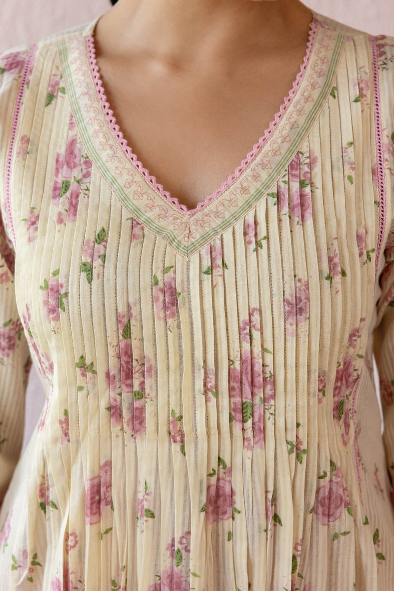 Pleated Rosebush Kurta