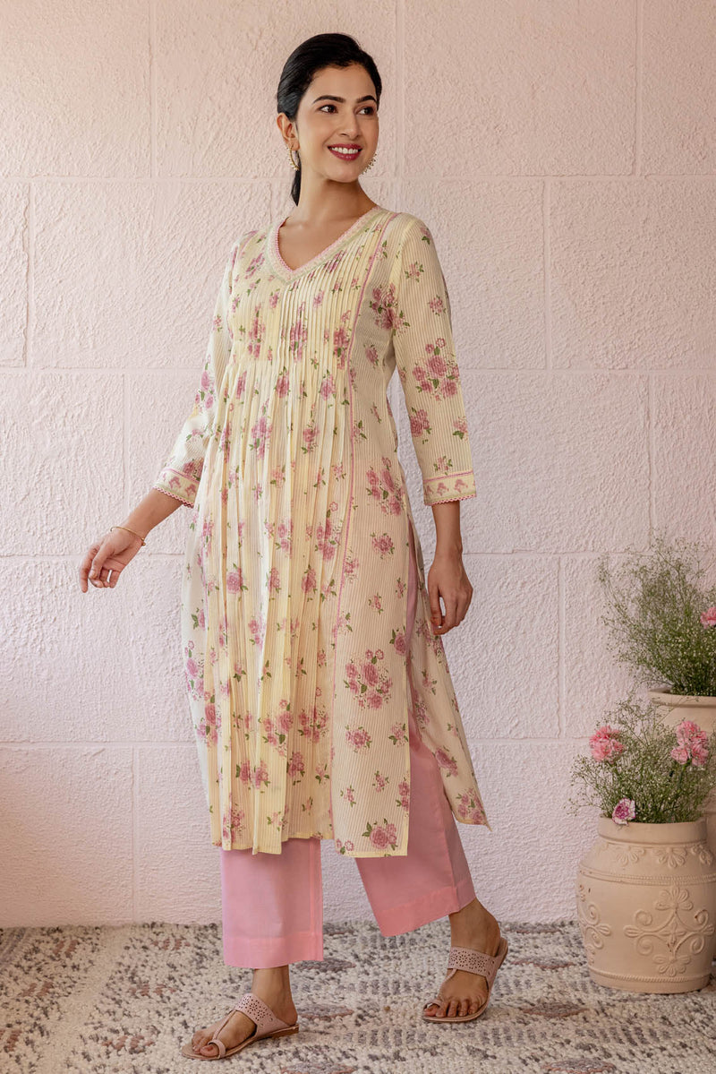 Pleated Rosebush Kurta