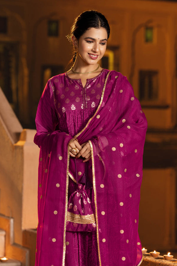 Rani Pink Brocade Kurta