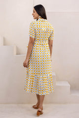 Yellow Polka Dotted Frill Dress