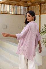Oyster Pink Dotted Kaftan Top