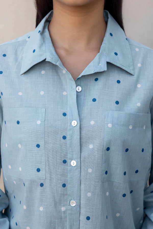 Blue Polka Dotted Shirt