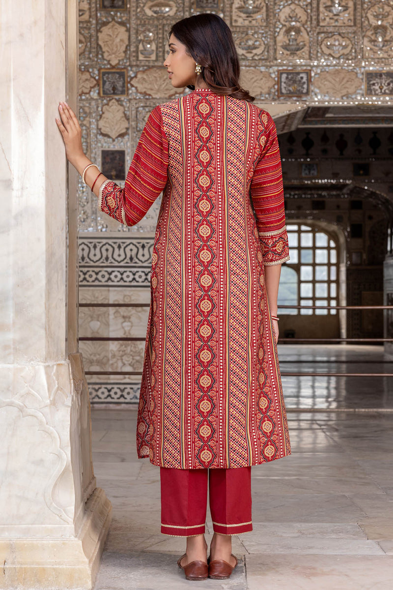 Red Ajrakh Lavanya Kurta