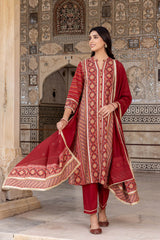 Red Ajrakh Lavanya Kurta