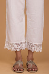 White Jam Satin Lace Trousers