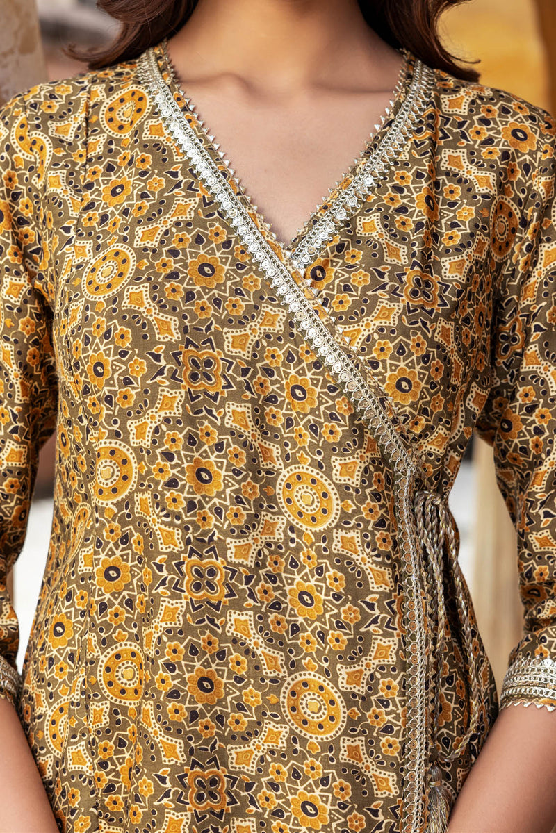 Mustard Ajrakh Lavanya Kurta