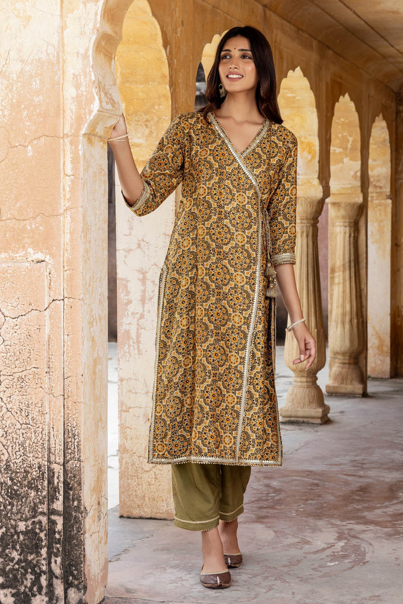 Mustard Ajrakh Lavanya Kurta