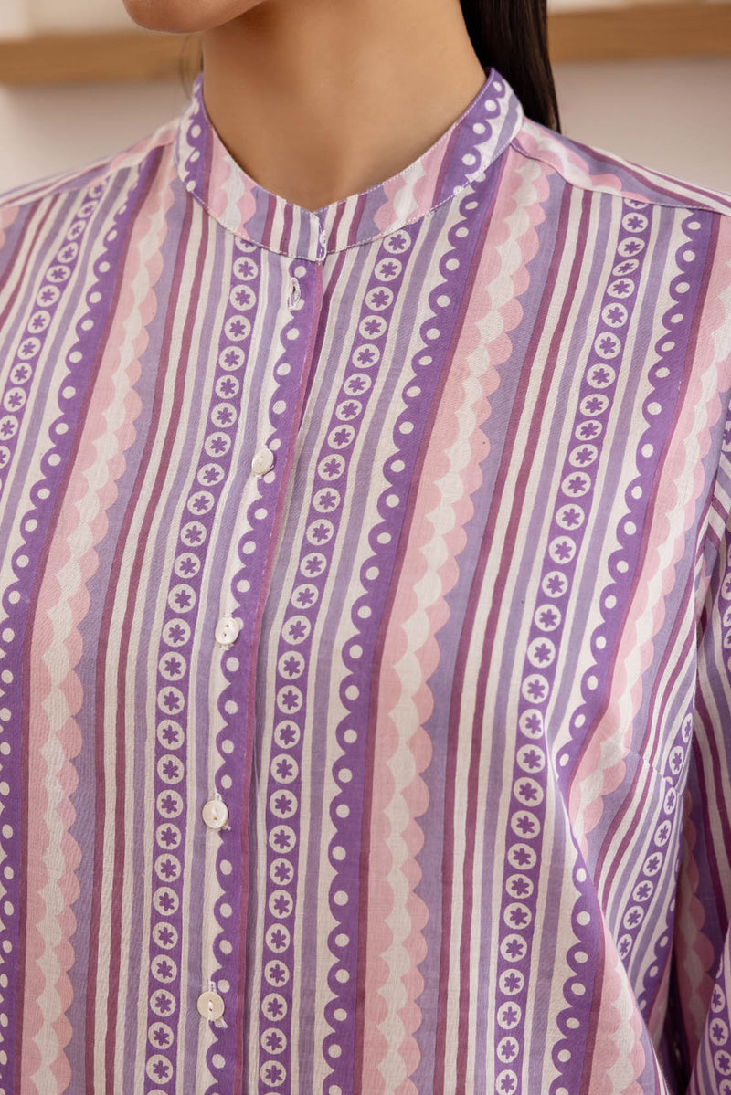 Lilac Border Oversize Shirt