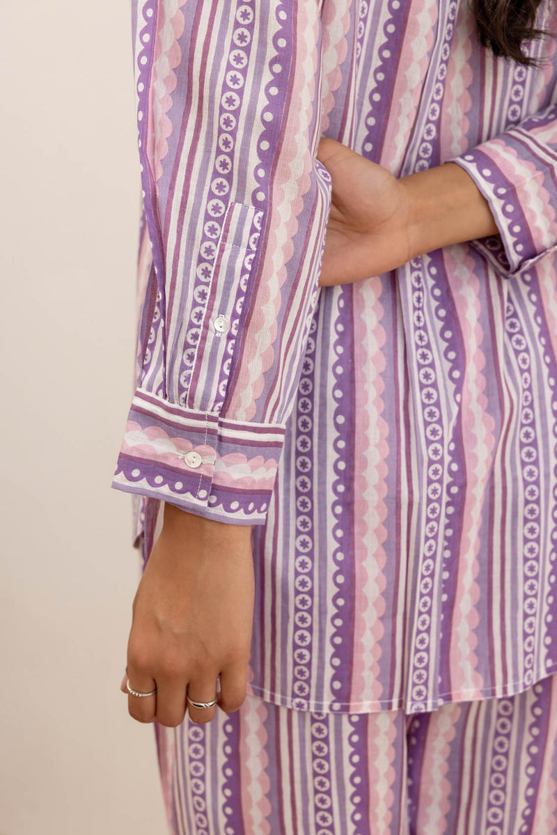 Lilac Border Oversize Shirt