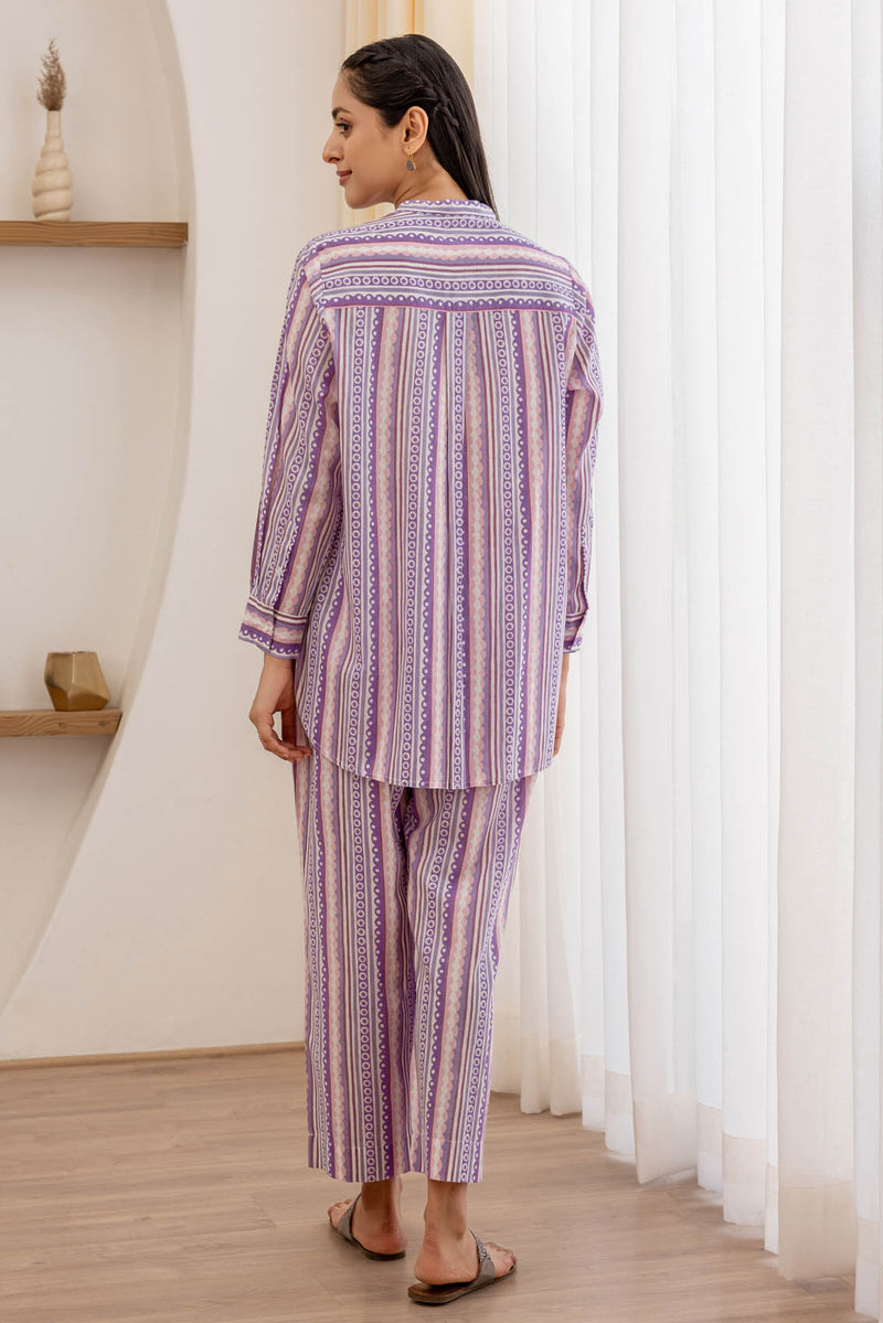 Lilac Border Oversize Shirt