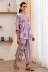 Lilac Border Oversize Shirt