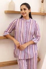 Lilac Border Oversize Shirt