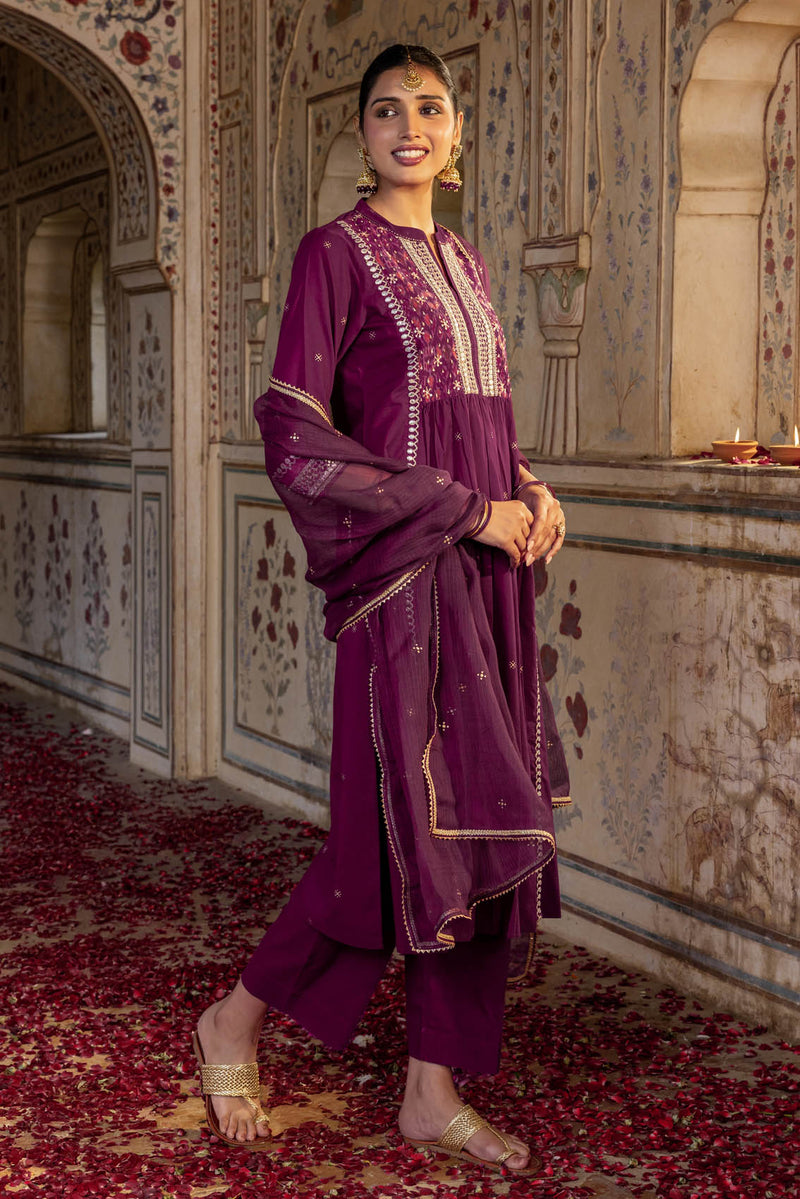 Anaya Silk Ikat Yoke Kurta