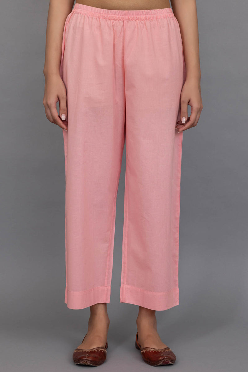 Pink Cotton Wide Trousers