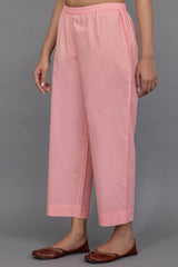 Pink Cotton Wide Trousers