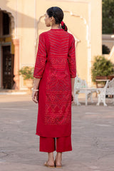 Red Bandhani Kurta