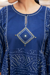 Royal Blue Bandhani Kurta